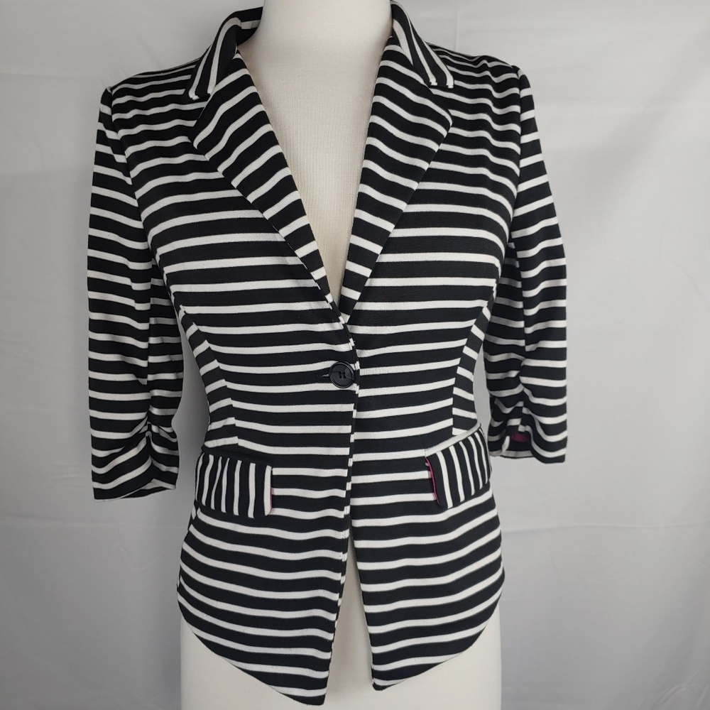 Just Ginger Striped Blazer Juniors Small Black White Y2K Retro Academia Office